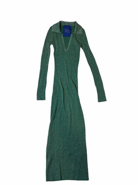 Simon Miller Metallic Rib Knit Sleeveless Maxi Dress Emerald Green XS